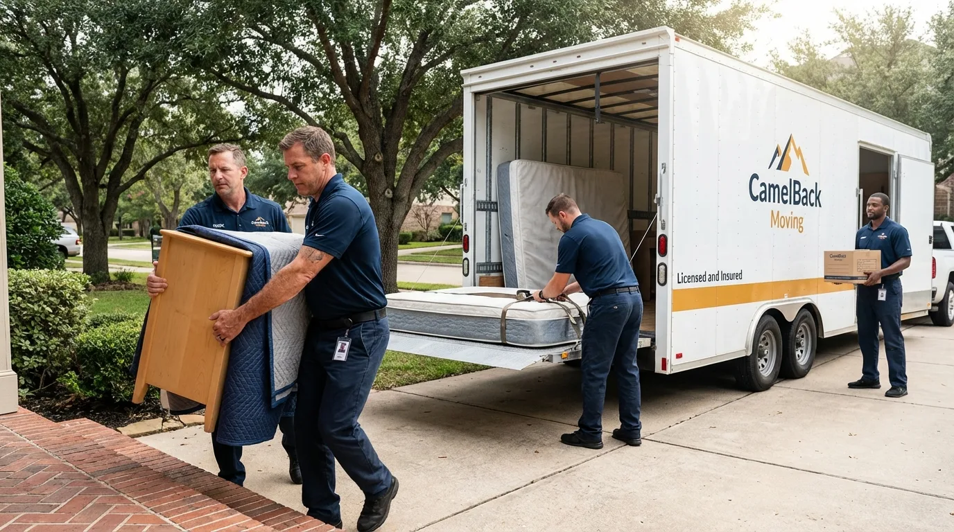 Crew loading residential truck for cross-state move from Fort Defiance, AZ