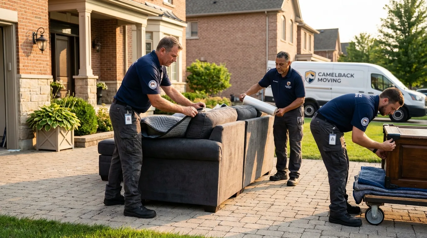 Large estate moving crew wrapping furniture in Fort Defiance, AZ