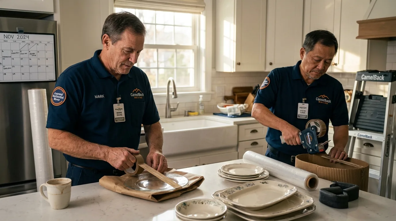 Professional crew packing kitchen dishware in Fort Defiance, AZ